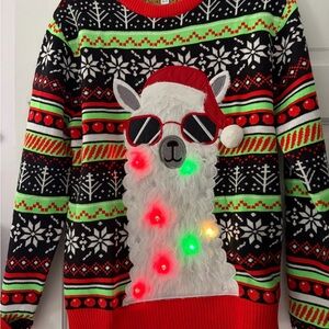 Festive Llama Christmas Sweater - Black, Red, Green
